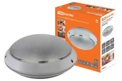 Свет. Накл. накал. E27 2*60Вт IP64 Круг 300*300*100мм Сер. Пласт. КЛЛ НПП 105 TDM ELECTRIC /SQ0328-0013/ Снят с пр-ва  !!!