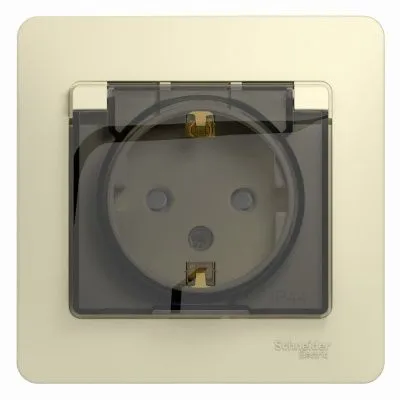 Розетка СУ 1-местн. Бежевый с з/к со шт. С прозрачной крышкой IP44 В сборе GLOSSA Systeme Electric /GSL000248/ (10)