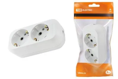  Колодка 2роз. 16А 3,5кВт с з/к Белая TDM ELECTRIC /SQ1806-0015/ (20;120)