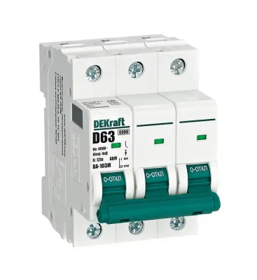 Выкл. авт. 3П  63А D 6кА без тепл. расцеп. ВА-103M DEKraft