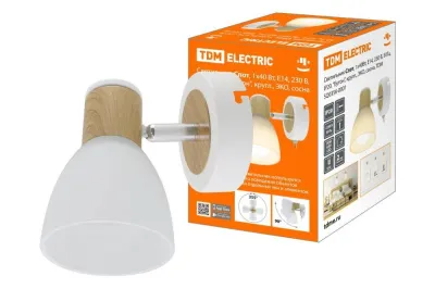 Светильник Спот, 1х40Вт, Е14, 230 В, 50 Гц, IP20, "Бутон", кругл., ЭКО, сосна, TDM