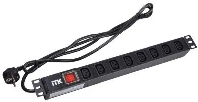 ITK PDU 8 розеток C13 с LED выкл,1U, шнур 2м вилка нем.ст