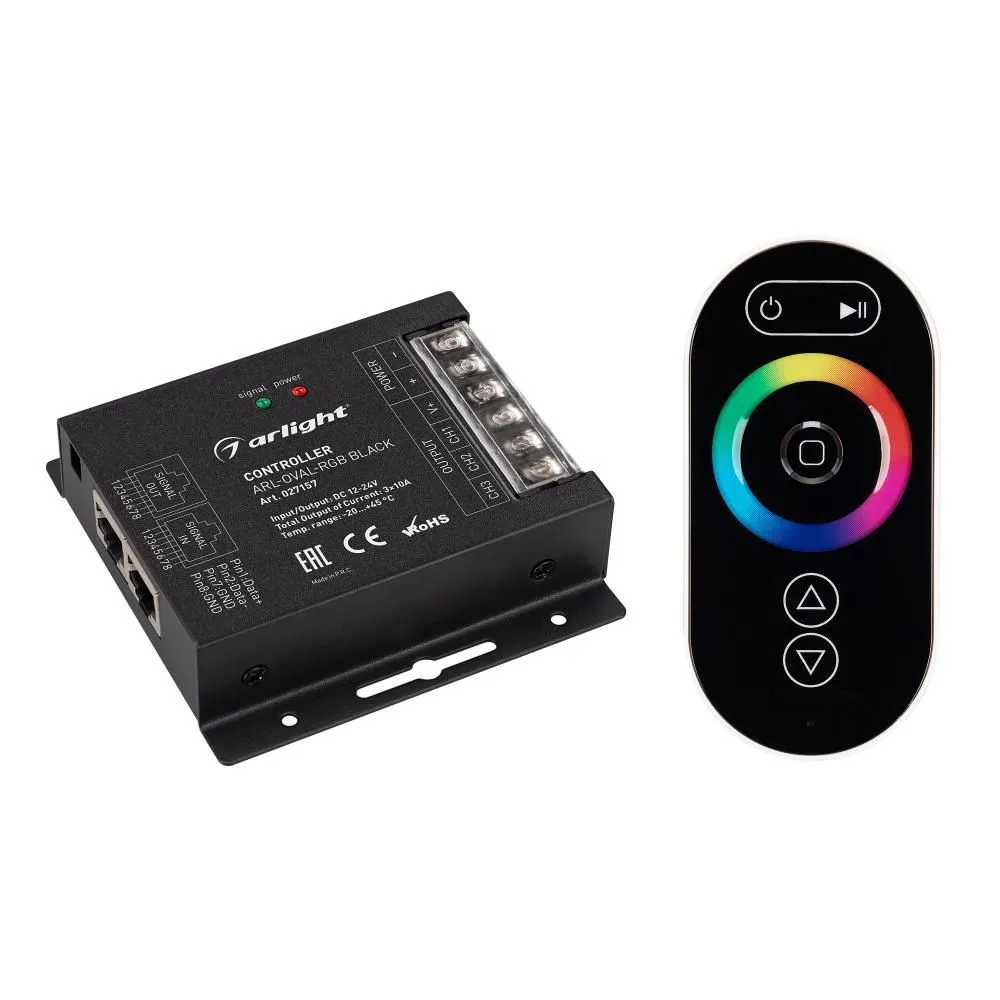 Контроллер RGB 12...24В 360...720Вт IP20 88*24*91мм Металл ARL-OVAL-RGB ПДУ  сенсор 2.4G Arlight /027157/ - ВАЯК - всё для электромонтажа